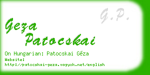 geza patocskai business card